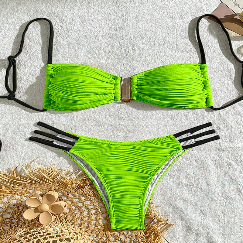 Damen Bandeau-Bikini mit raffiniertem Rüschendesign