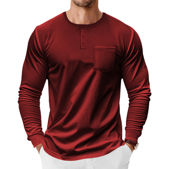 Herren Langarm-Hemden mit Knopfleiste und Brusttasche R&B