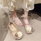 Damen Ballerinas mit floralem Design und eleganter Bandverzierung R&B