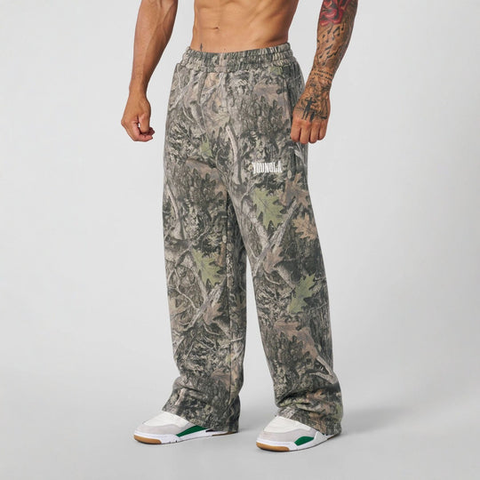 Herren nan weite Camouflage-Jogginghose mit elastischem Komfortbund und Oberschenkel-Logo R&B