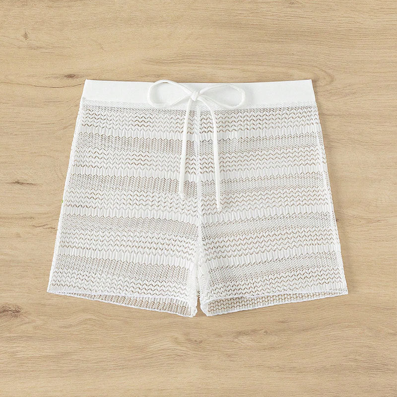 Damen Elegante Badeshorts mit transparentem Netzdesign R&B