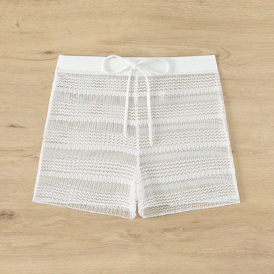 Damen Elegante Badeshorts mit transparentem Netzdesign R&B