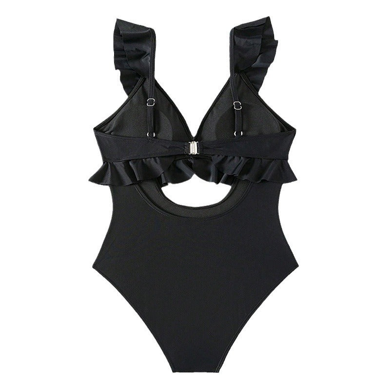 Damen Einteiler Badeanzug mit voluminösen Rüschendetails und eleganten Cut-Outs R&B