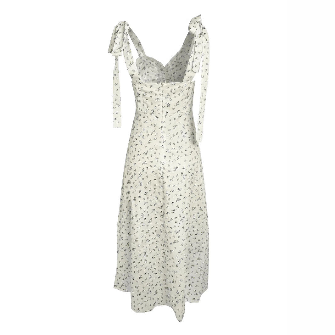 Damen Elegantes Sommerkleid mit filigranem Blumenmuster und raffinierten Riemen R&B