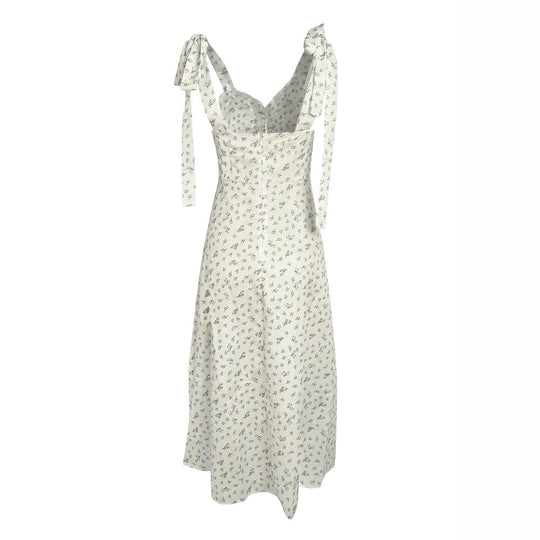 Damen Elegantes Sommerkleid mit filigranem Blumenmuster und raffinierten Riemen R&B
