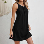 Damen lässiges Sommerkleid mit Spitzendetails und Hängeschlaufe R&B