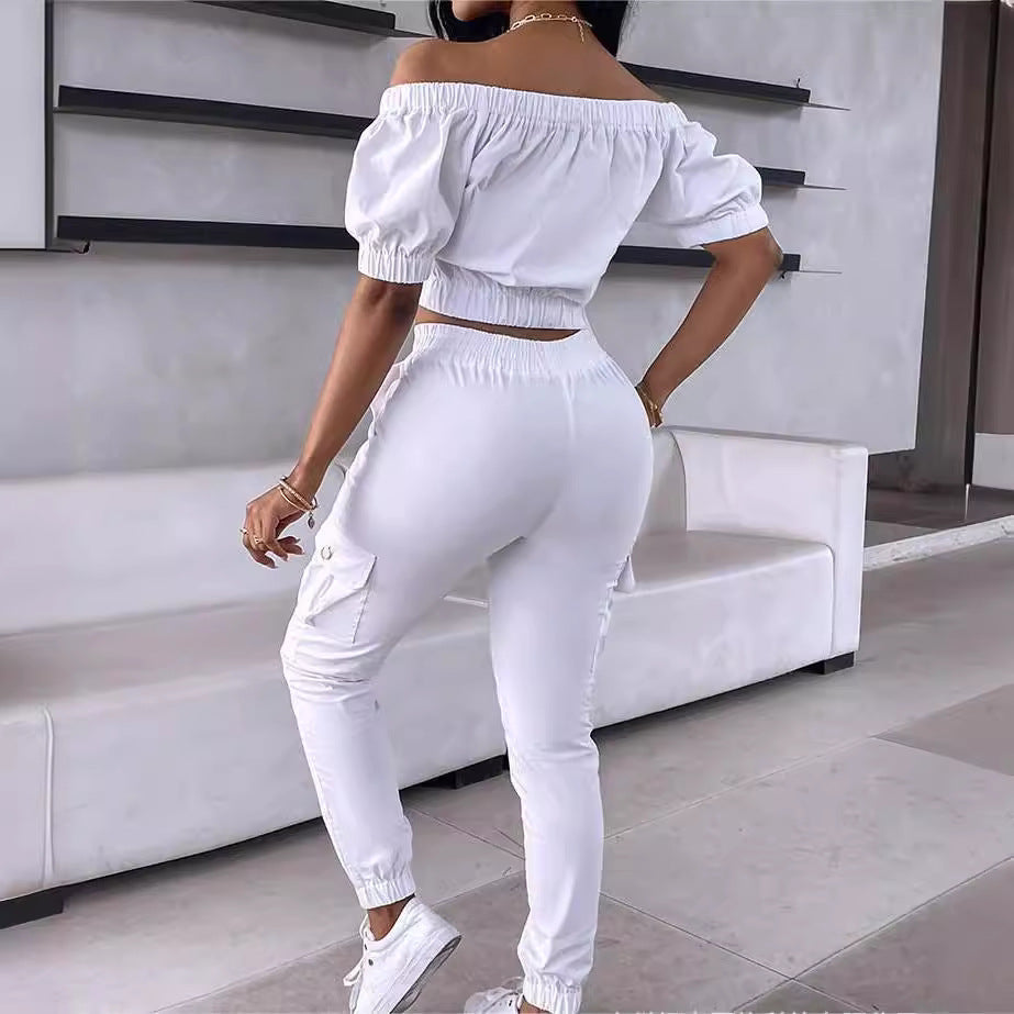 Damen Crop-Top mit Cut-Outs und aufgesetzten Taschen R&B