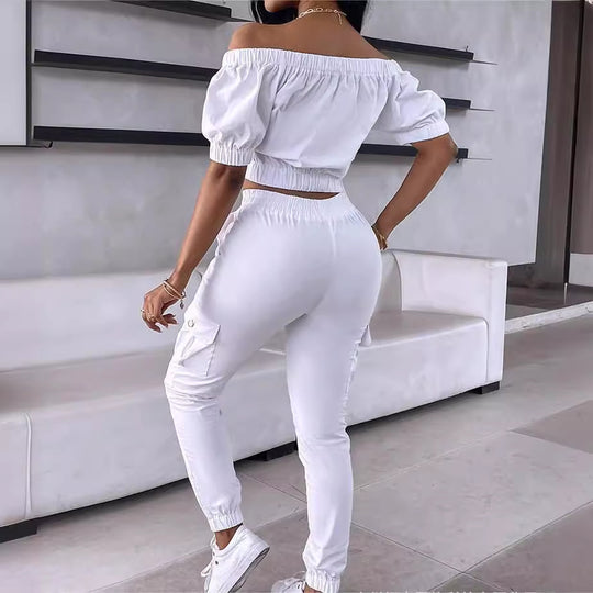 Damen Crop-Top mit Cut-Outs und aufgesetzten Taschen R&B