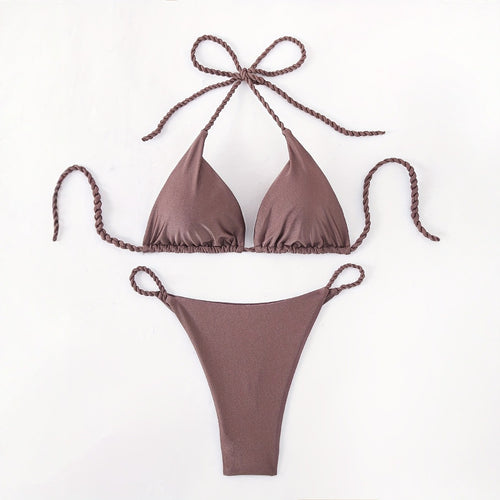 Damen Triangel-Bikini mit geflochtenen Trägern R&B