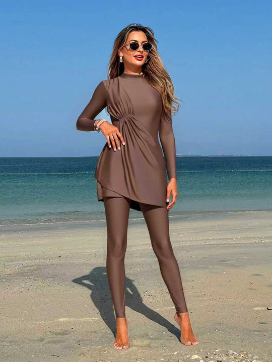 Damen Modischer Sportbadeanzug mit asymmetrischem Rock R&B