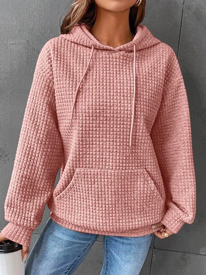 Damen lässiger Hoodie mit strukturierter Oberfläche und praktischer Kängurutasche R&B