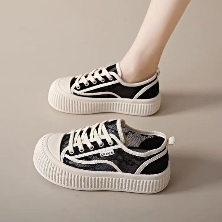 Damen Modische Sneaker mit hohem Plateau und atmungsaktiver Oberflächenstruktur R&B