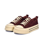 Damen modische Plateau-Sneaker mit samtiger Oberfläche und elastischem Schnürsystem R&B