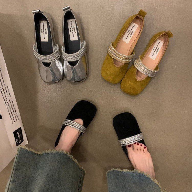 Damen elegante Ballerinas mit verzierten Riemchen R&B