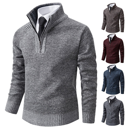 Herren Pullover mit modernem Reißverschluss und strukturierter Oberfläche R&B
