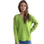 Damen lässiger V-Ausschnitt Pullover mit modernem Strukturdesign R&B
