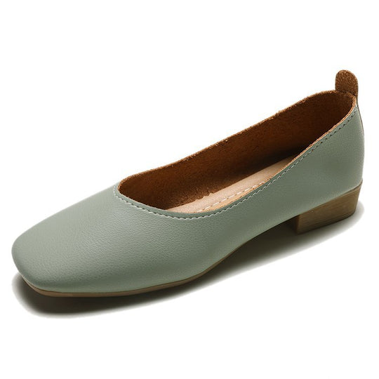 Damen elegante Ballerinas mit quadratischer Spitze und komfortablem Blockabsatz R&B