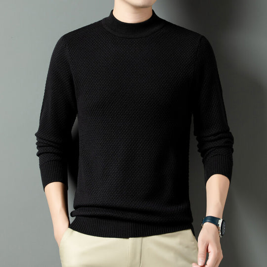 Herren Strukturierter Rollkragenpullover aus hochwertiger Baumwolle R&B