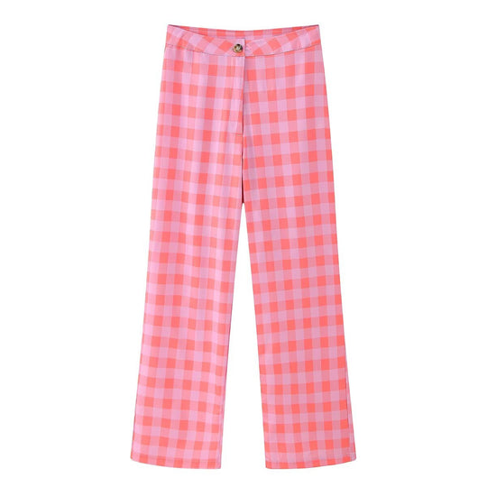 Damen Weite Karo-Hose im modischen Design R&B