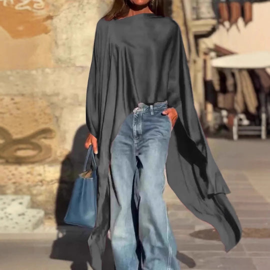 Damen luftige Tunika mit asymmetrischem Schnitt R&B