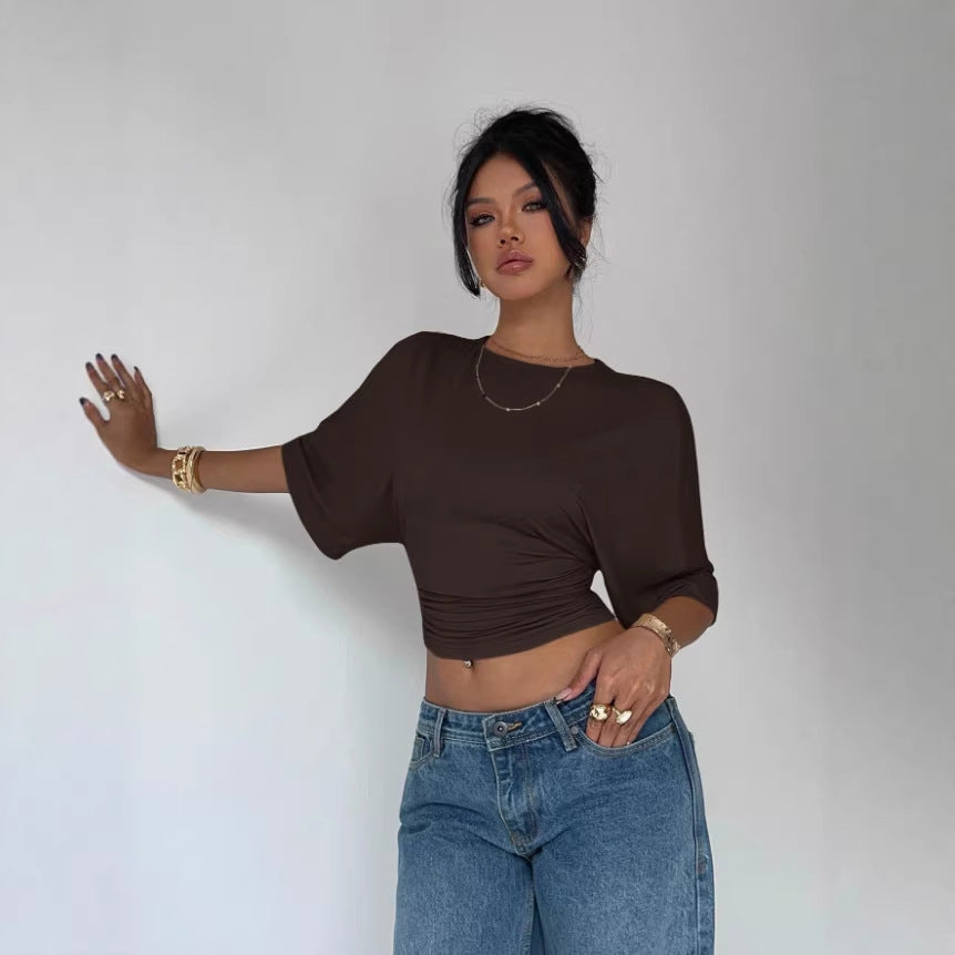 Damen Kurzärmliges Crop-Top R&B
