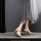 Damen Slingback Pumps mit elegantem Blockabsatz und modischem Riemendesign R&B