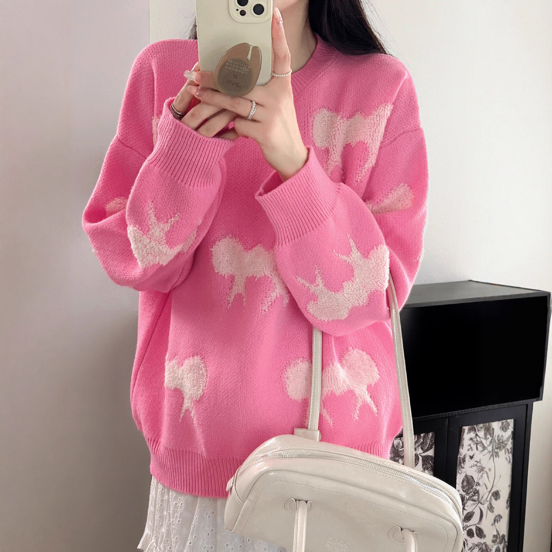 Damen Kuscheliger Strickpullover mit verspieltem Schleifenmotiv R&B
