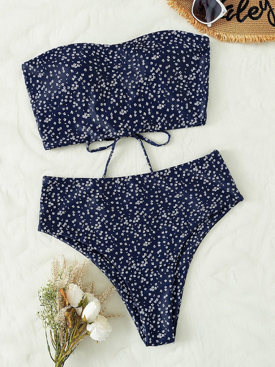 Damen Bandeau-Bikini Set mit hochgeschnittenem Slip R&B