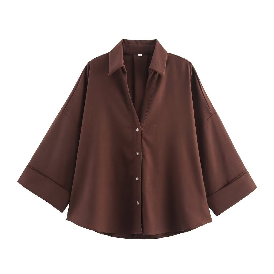 Damen Hemdblusenshirt mit lässigem Schnitt und eleganten 3/4-Ärmeln R&B