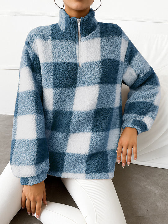 Damen Fleece-Pullover mit hohem Kragen und durchgehendem Reißverschluss R&B