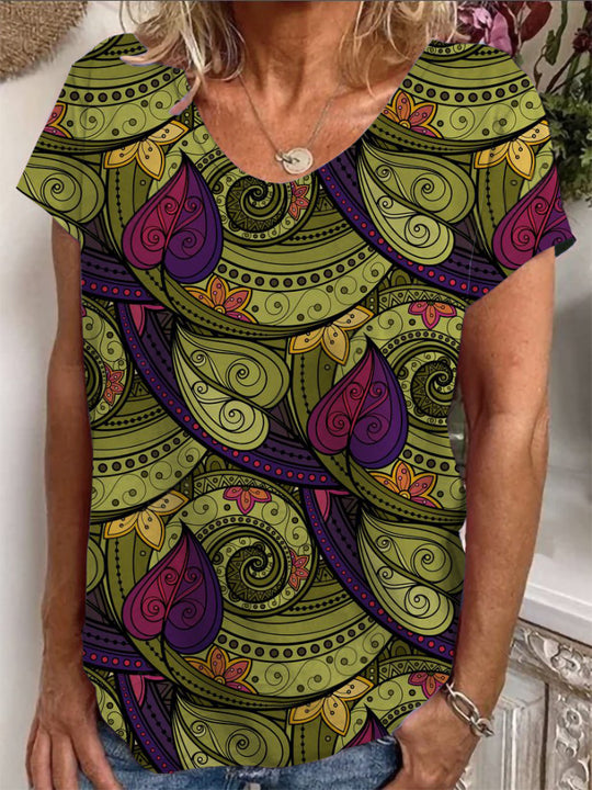Damen Lockere Bluse mit buntem Paisleymuster R&B