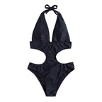 Damen Cut-Out Badeanzug mit tiefem V-Ausschnitt und seitlichen Einschnitten R&B