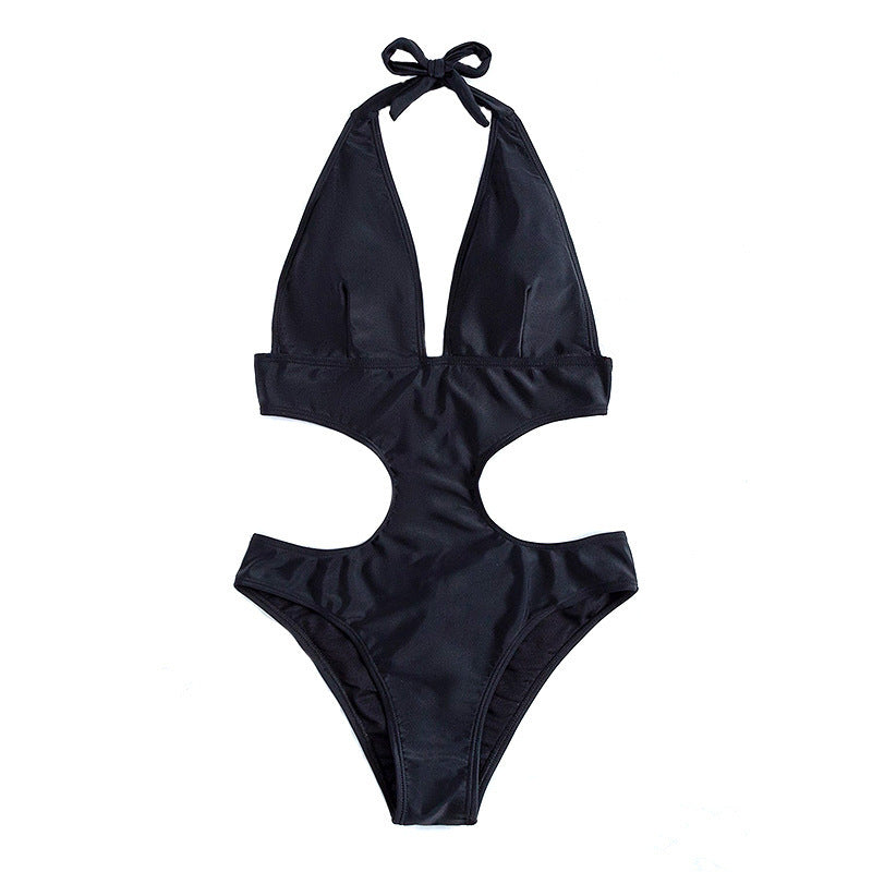 Damen Cut-Out Badeanzug mit tiefem V-Ausschnitt und seitlichen Einschnitten R&B