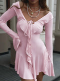 Damen Elegantes Wickelkleid mit Rüschendetails und Figurformendem Schnitt