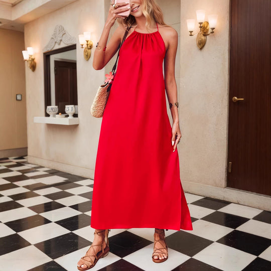 Damen Maxi-Kleid mit elegantem Halterbügel R&B