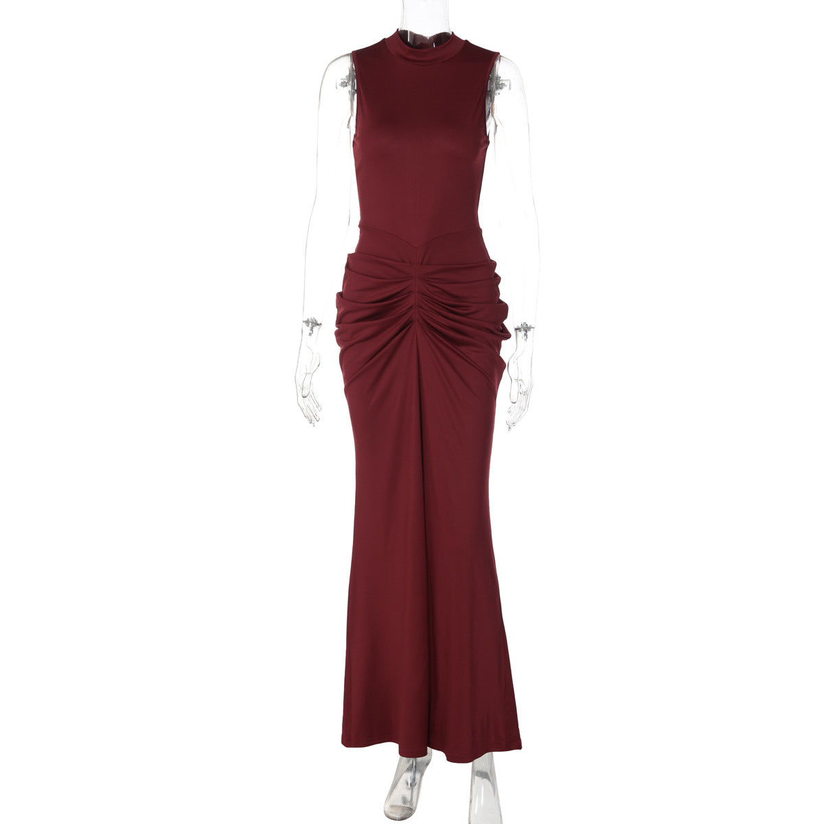 Damen Elegantes Maxikleid mit asymmetrischem Schnitt und hochgeschlossenem Design R&B
