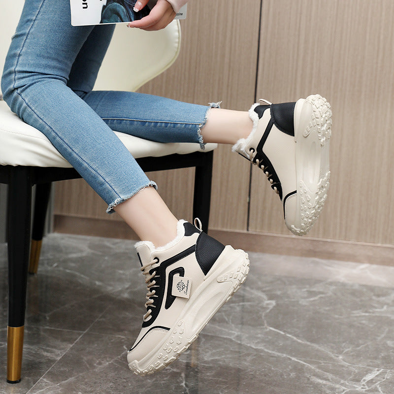 Damen modische Hochschnitt Sneakers mit warmem Futter und rutschfester Sohle R&B