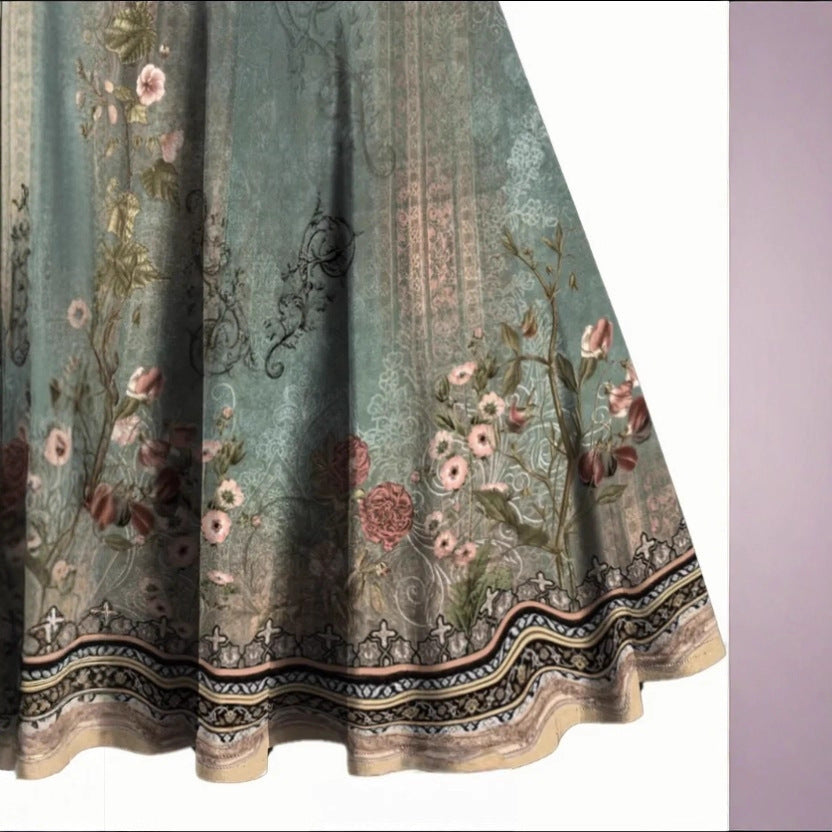 Damen  Kleid mit floralem Design und Zierknöpfen R&B