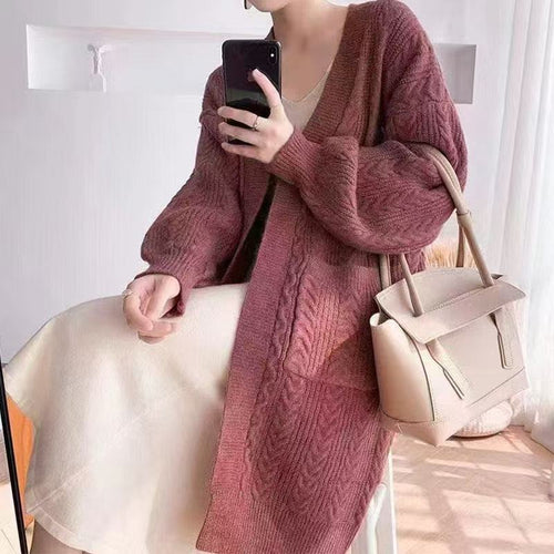 Damen Grobstrick Cardigan mit tiefen Taschen und elegantem Zopfdesign R&B
