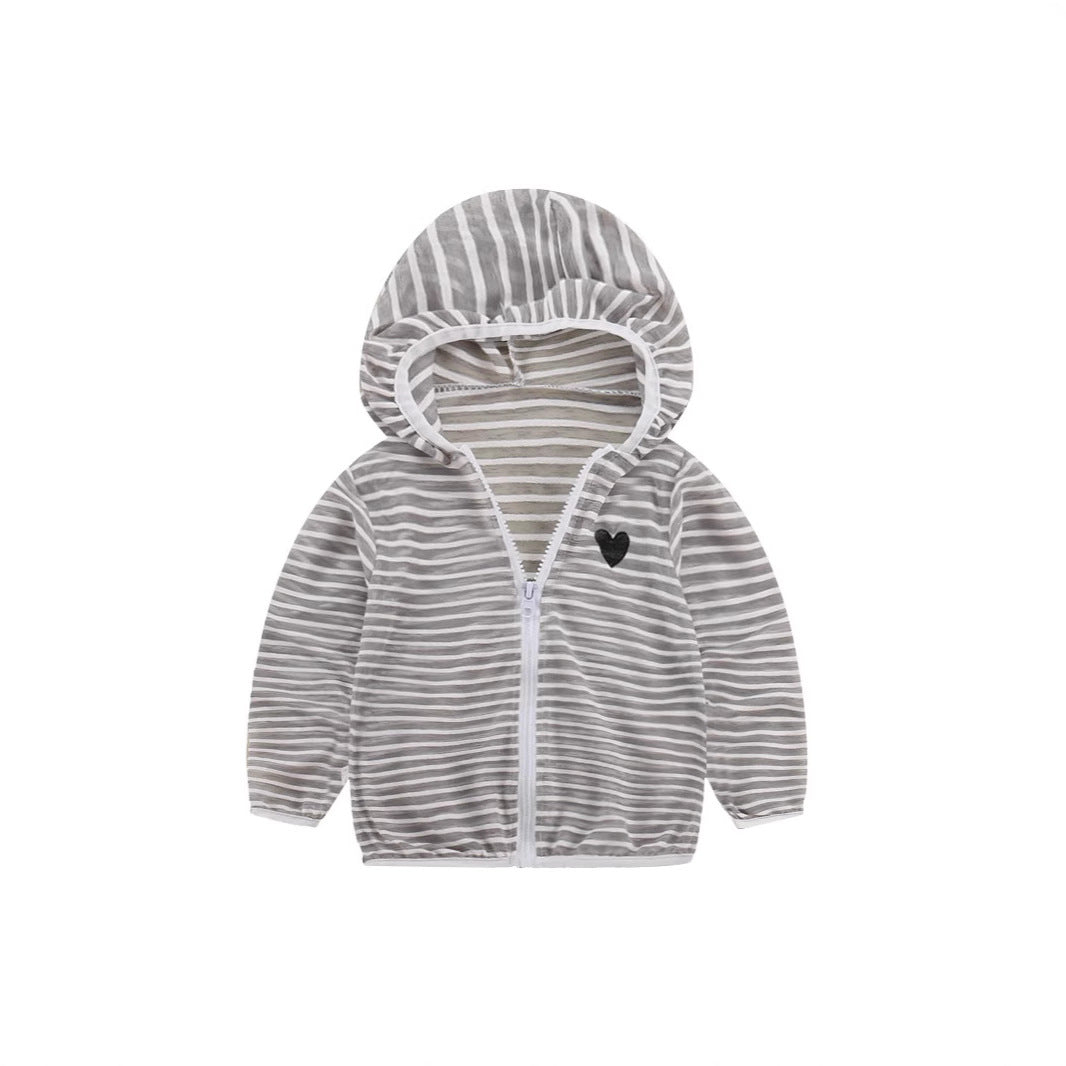 Unisex nan leichte gestreifte Kapuzenjacke mit Reißverschluss für Babys und Kleinkinder R&B