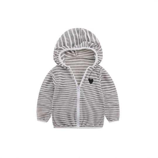 Unisex nan leichte gestreifte Kapuzenjacke mit Reißverschluss für Babys und Kleinkinder R&B