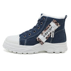 Damen High-Top Sneakers aus robustem Denim mit kuscheligem Fleece-Futter R&B