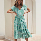 Damen Midikleid mit lockerer Passform und schickem Rüschendesign R&B