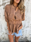 Damen Bluse mit Raffungen und Knopfleiste