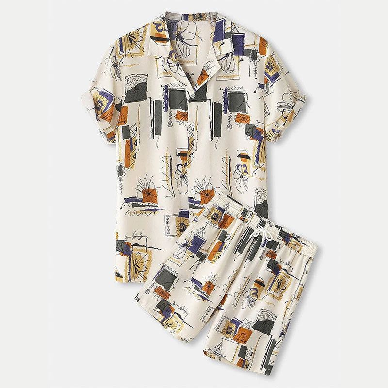 Damen modisches Kurzarm-Set mit floralem Muster R&B