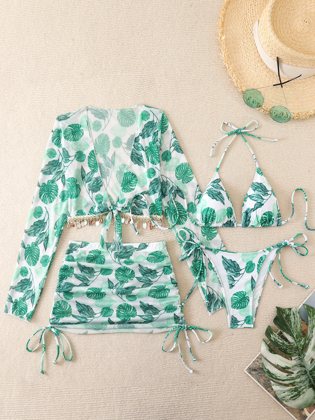 Damen Strand-Badeanzug Set mit eleganter Wickelbluse R&B