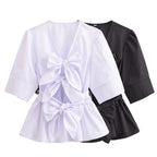 Damen elegante Bluse mit Schleifendetails R&B