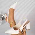 Damen Slingback-Pumps mit elegantem spitz zulaufendem Design und glänzender Oberflächenstruktur R&B