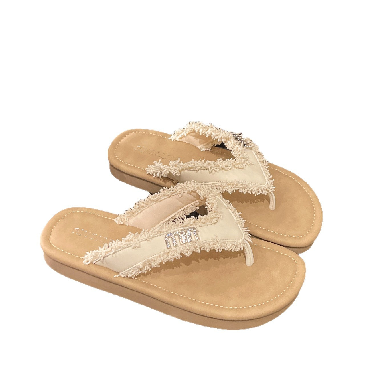 Damen Strand-Sandalen mit flauschigem Riemendesign und komfortabler Innensohle EB