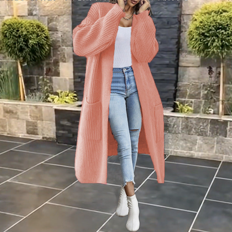 Damen Grobstrickcardigan mit tiefen Taschen und voluminösen Ärmeln R&B